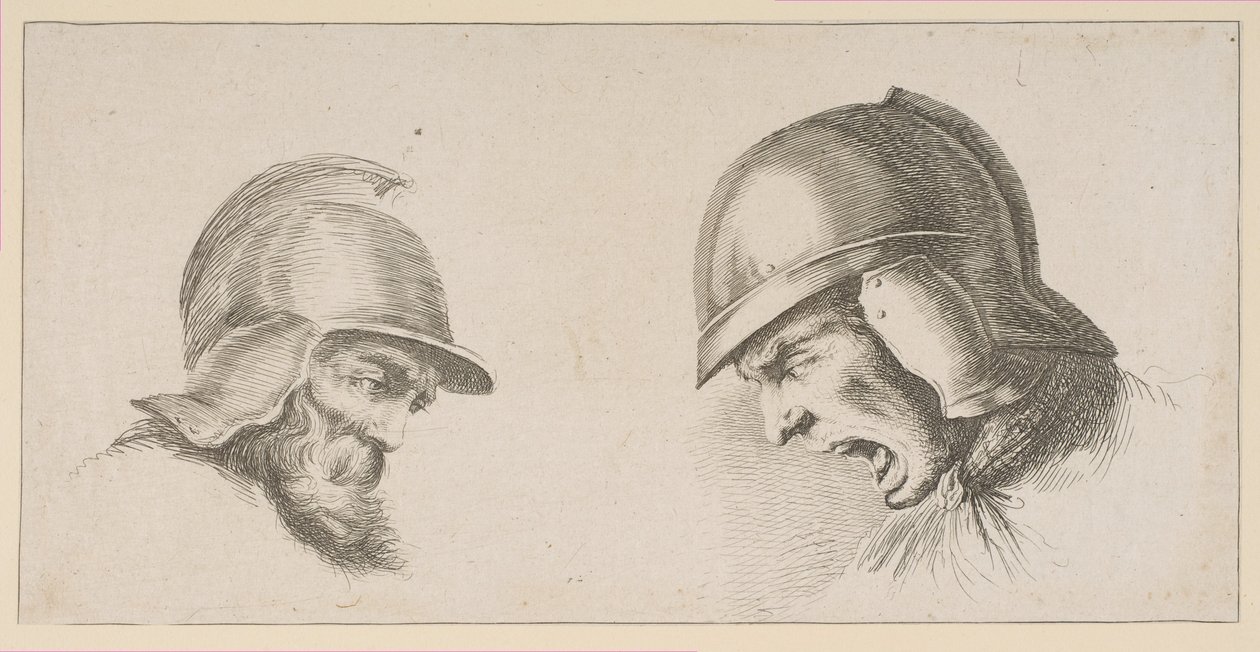 Zwei Köpfe alter Soldaten, nach 1641 von Peregrine Lovell