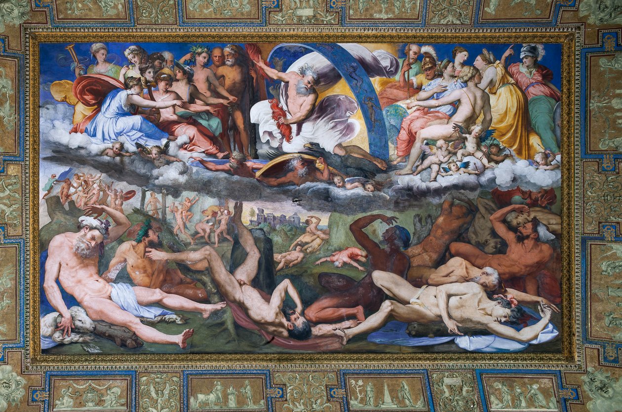 Zeus schlägt die rebellierenden Riesen (der Fall der Riesen) in der Halle des Jupiter von Perino del Vaga