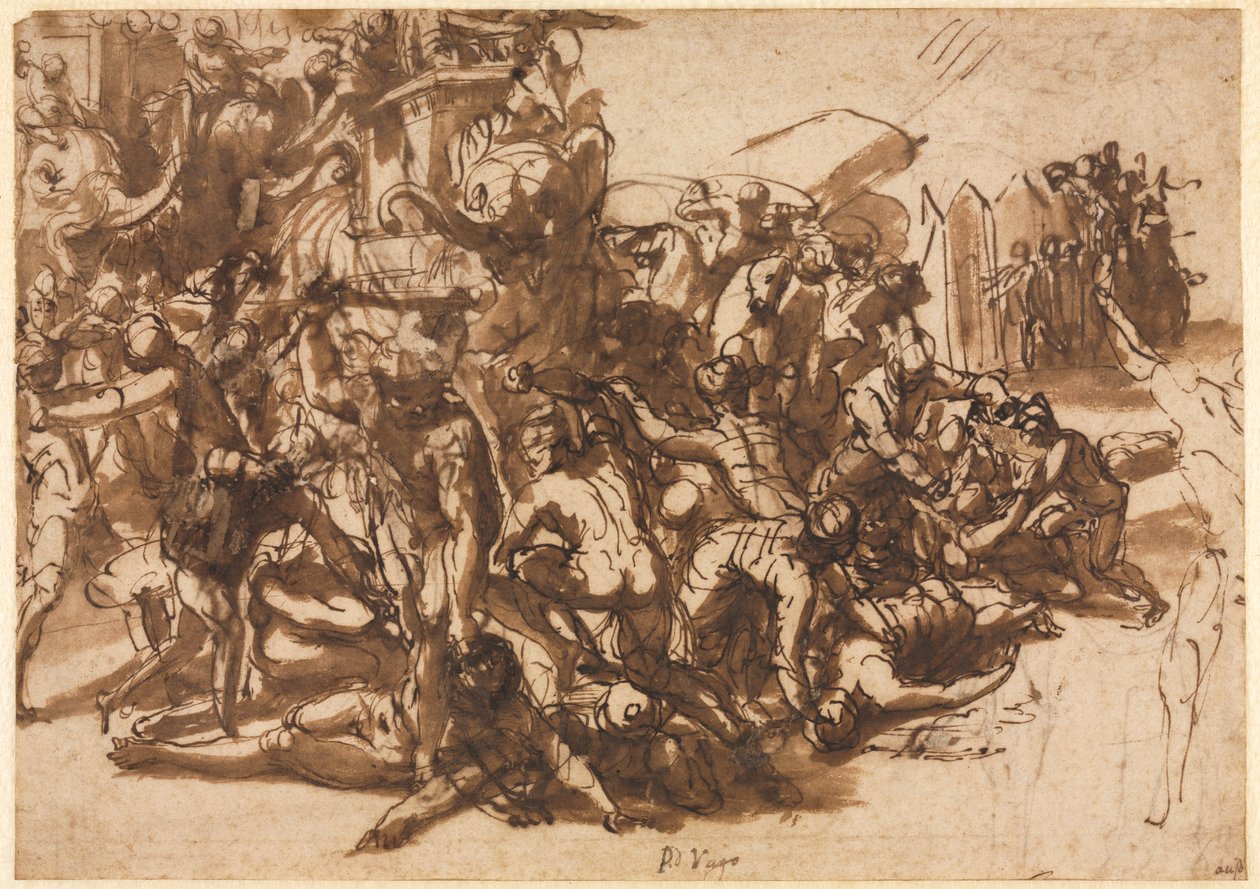 Poros von der makedonischen Armee angegriffen (recto) von Perino del Vaga