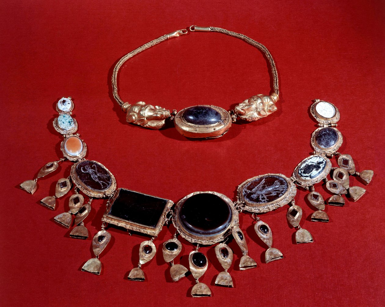 Persische Kunst: zwei goldene Halsketten, Partherzeit, 3. Jahrhundert n. Chr. von Persian