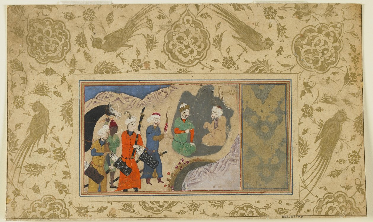 Iskandar besucht einen Einsiedler, um 1500 von Persian School