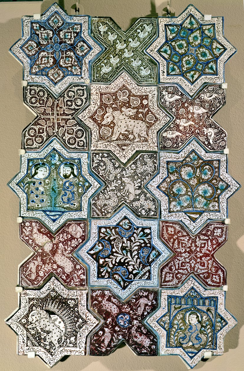 Fliesenpaneel, Kashan, Zentraliran, ca. 1250-1300 von Persian School