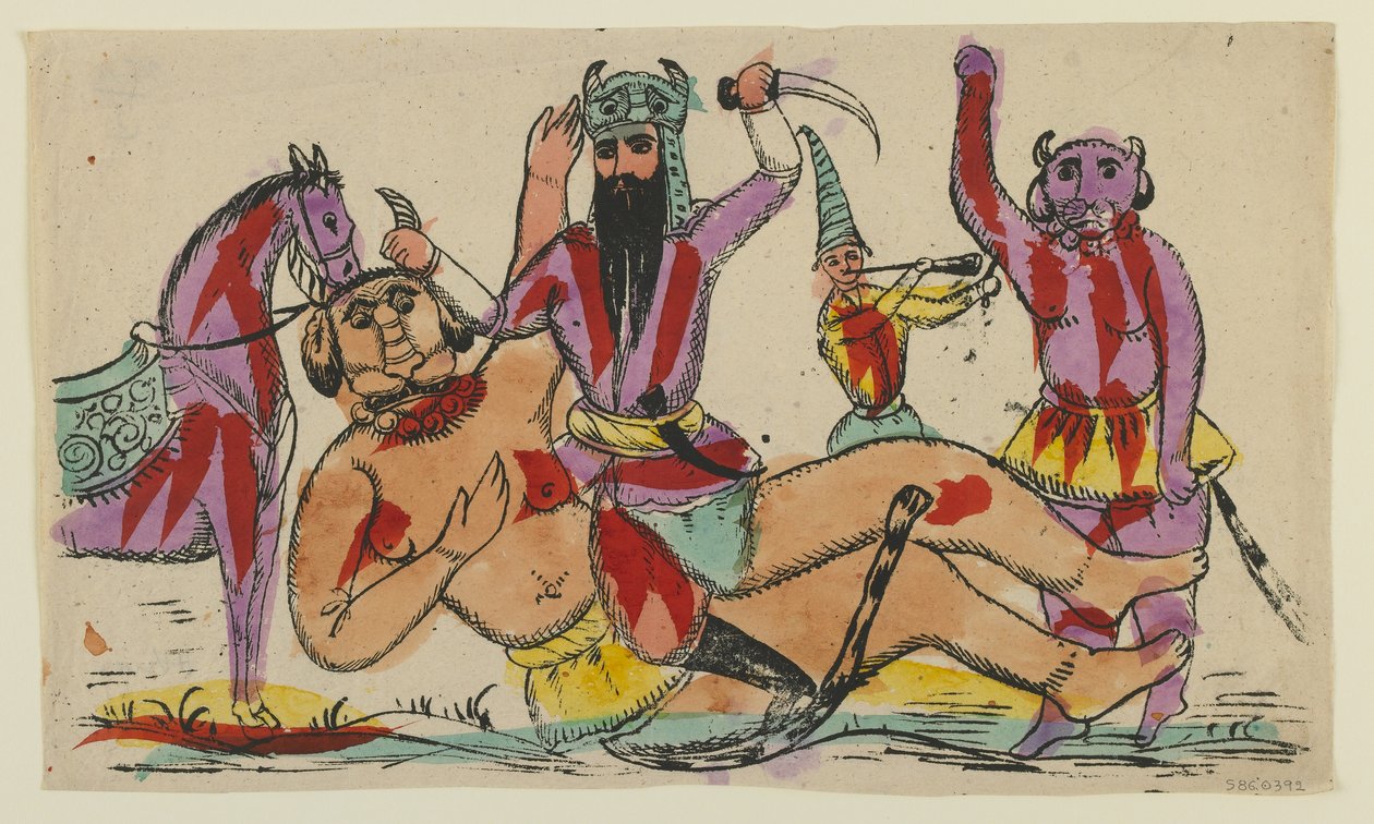 Rustam tötet den Div, spätes 19. Jahrhundert von Persian School