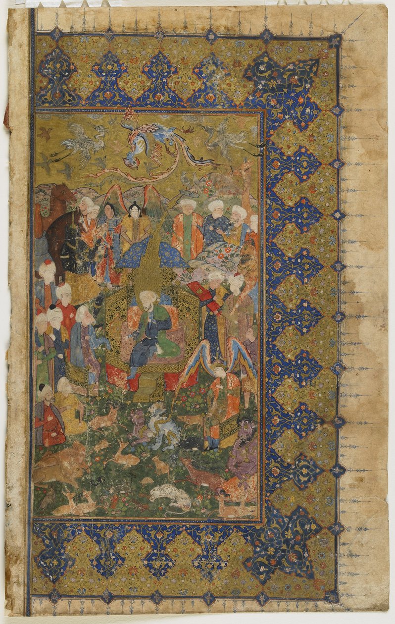 Salomo auf dem Thron aus einem Khamsa (Quintett), ca. 1560 von Persian School