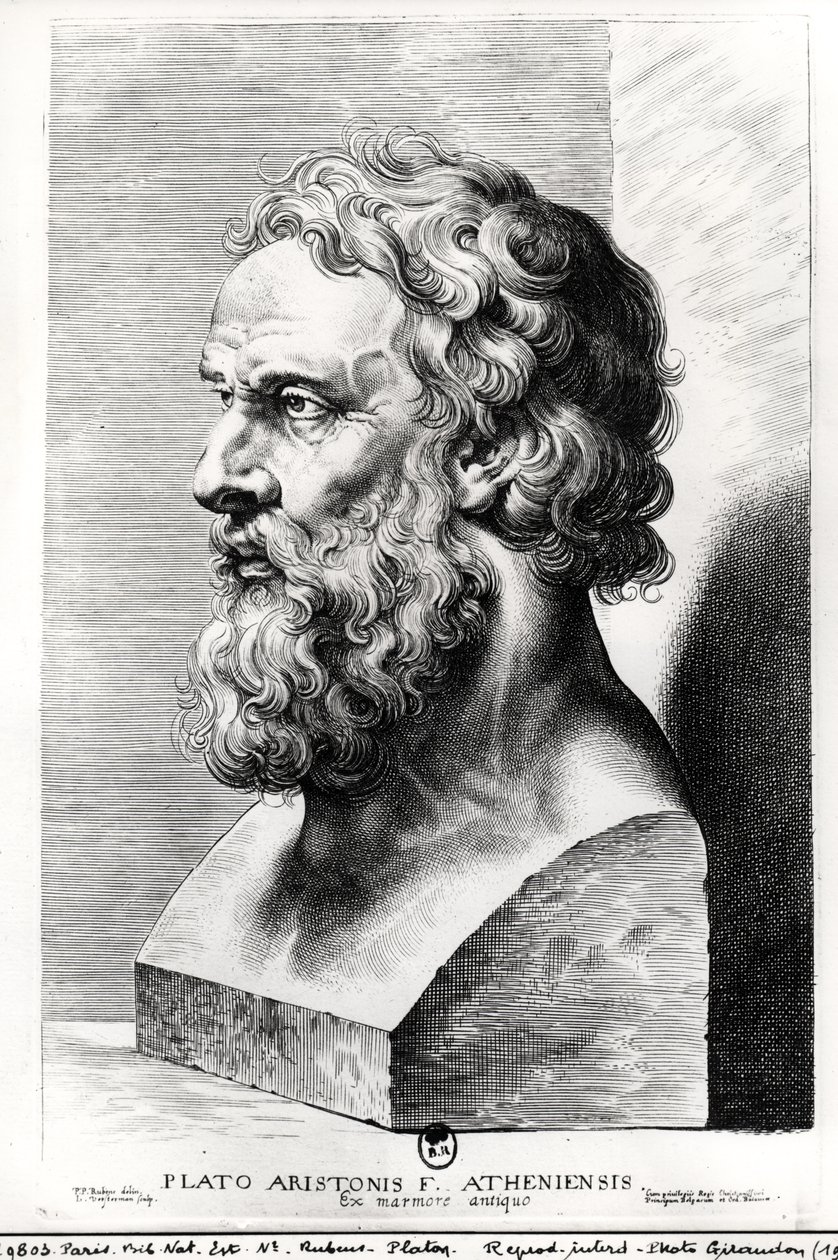 Büste von Platon (ca. 427-ca. 348 v. Chr.), graviert von Lucas Emil Vorsterman (1595-1675) von Peter Paul Rubens