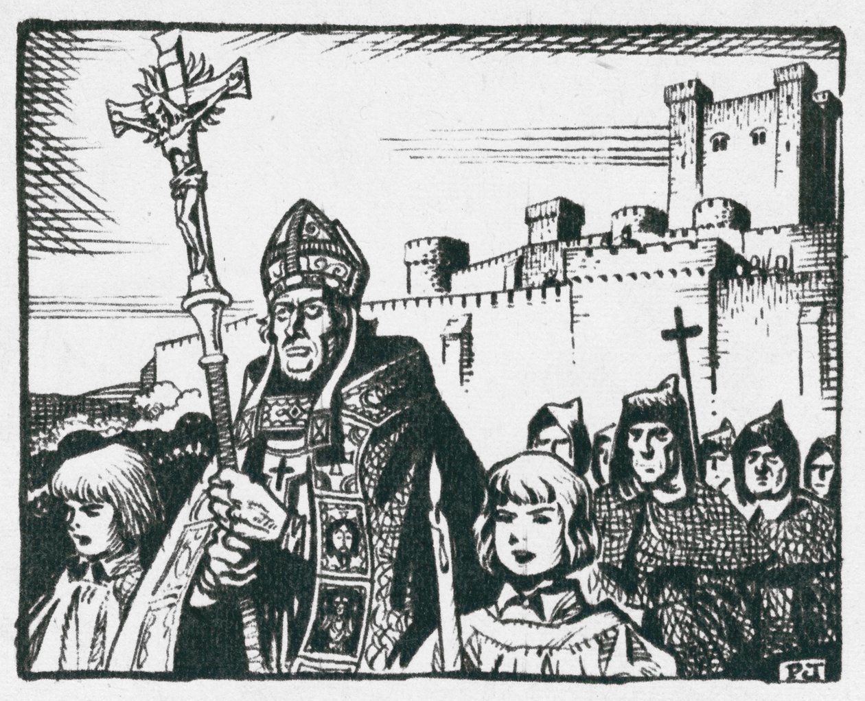 Bischof Poore führt sein Volk von Old Sarum weg, um 1220 Salisbury zu gründen von Peter Jackson