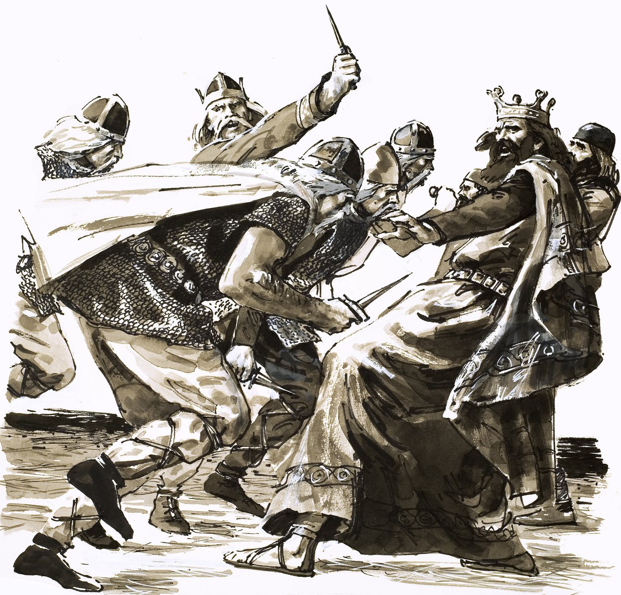 Der Tod von König Vortigern, Illustration aus 