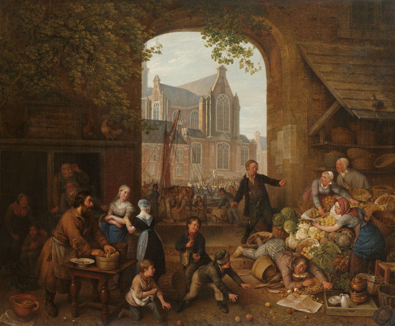 Zwei Betrunkene auf dem Markt nahe der Westerkerk in Amsterdam von Peter Paul Joseph Noël