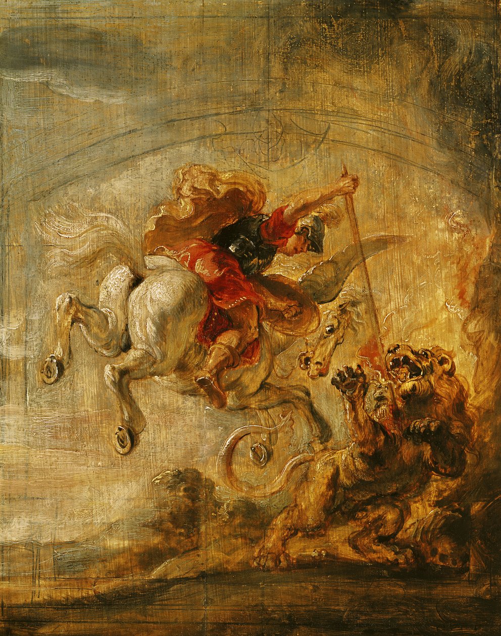 Bellerophon reitet Pegasus und kämpft gegen die Chimäre, 1635 von Peter Paul Rubens