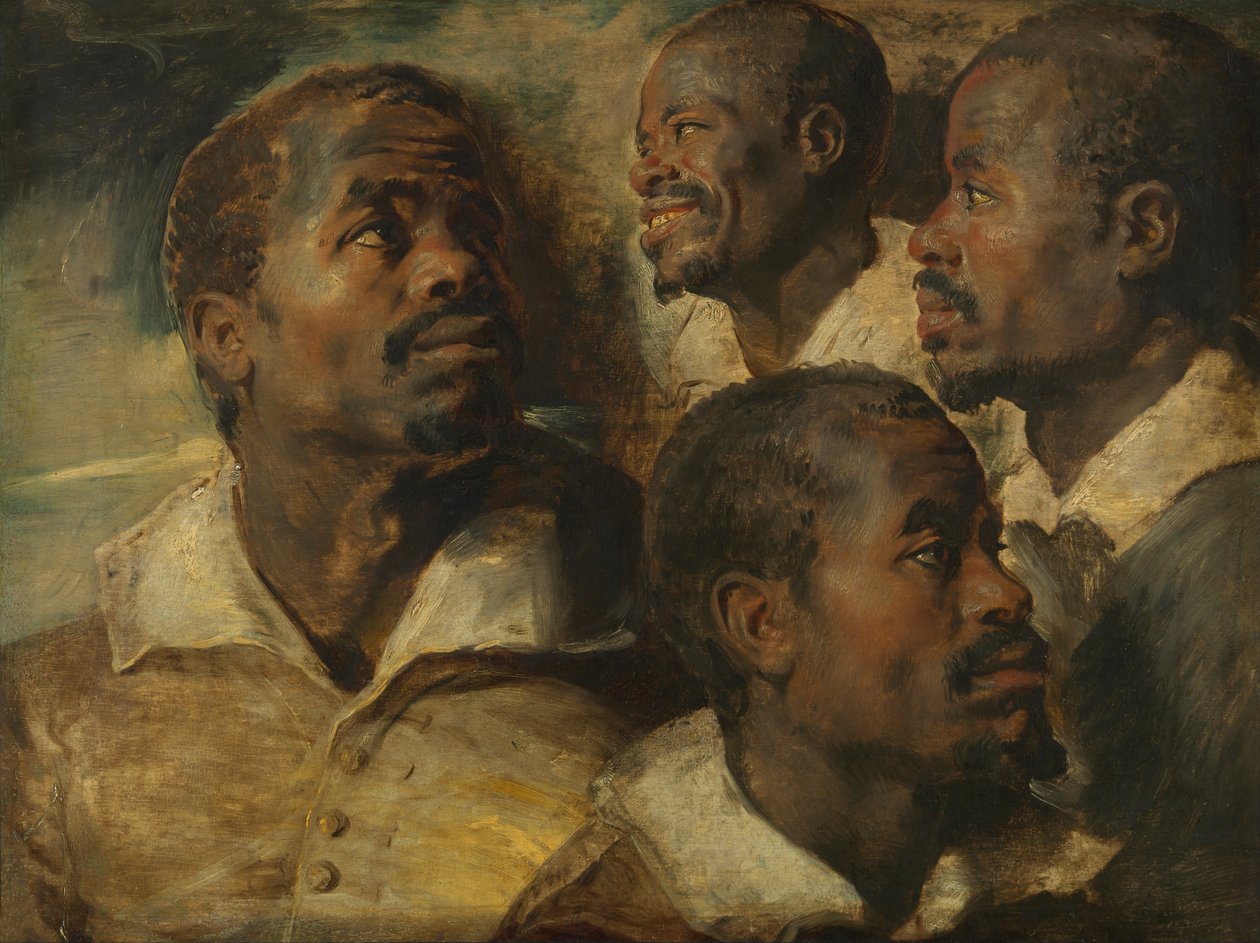 Vier Kopfstudien eines Mohren von Peter Paul Rubens