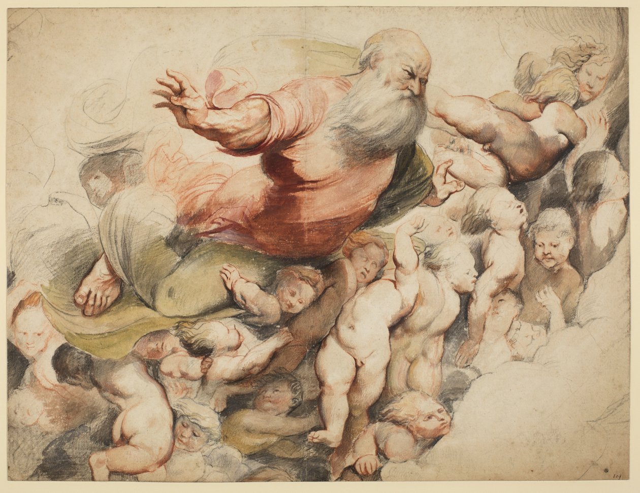 Gottvater, unterstützt von Engeln, nach Pordenone, 1600-03 von Peter Paul Rubens