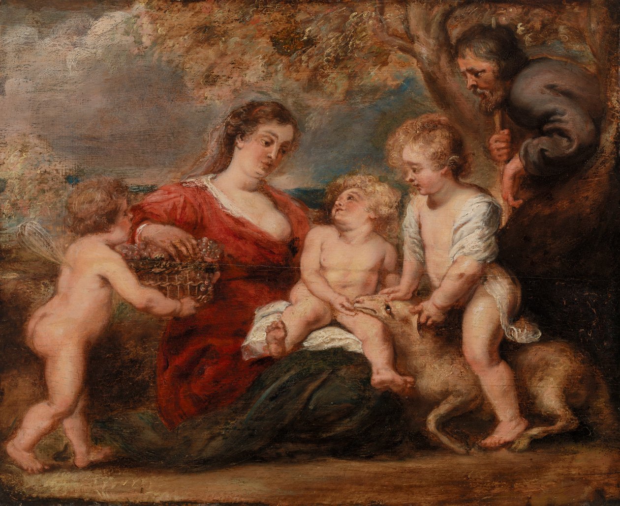 Die Heilige Familie mit Johannes dem Täufer und einem Engel von Peter Paul Rubens