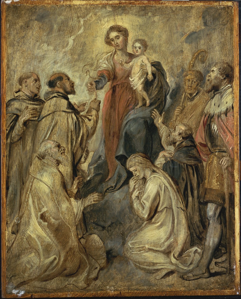 Die Jungfrau und das Kind des Rosenkranzes von Peter Paul Rubens