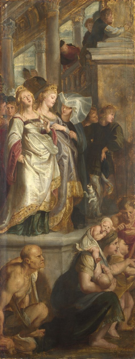 Drei weibliche Zeugen. Skizze für das Hochaltarbild, St. Bavo, Gent, 1612 von Peter Paul Rubens