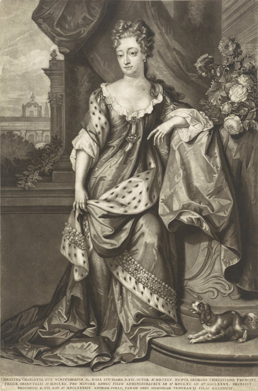 Christine Charlotte von Württemberg 1645-1699, Prinzessin von Ostfriesland, ca. 1699 von Peter Schenk