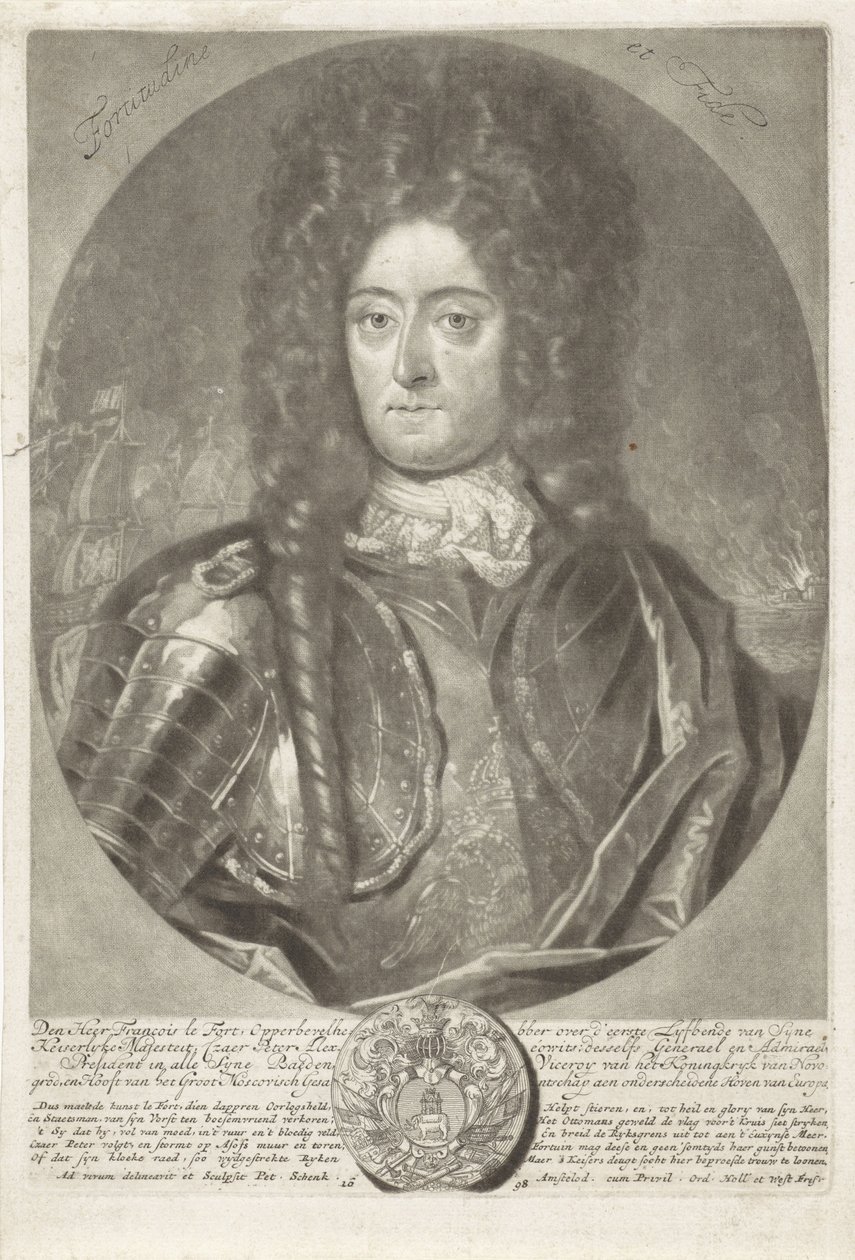 Porträt von Generaladmiral François Lefort 1656-1699, 1698 von Peter Schenk