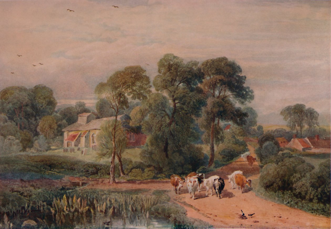 Straßenszene mit Vieh, 19. Jahrhundert von Peter de Wint