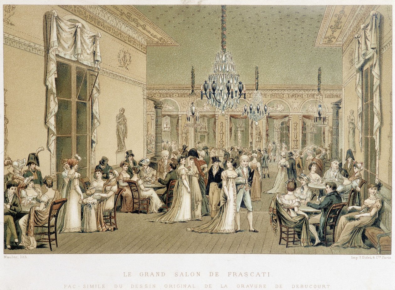 Der Grand Salon des Café Frascati in Paris. Lithographie von Philibert-Louis Debucourt (1755-1832) von Philibert Louis Debucourt