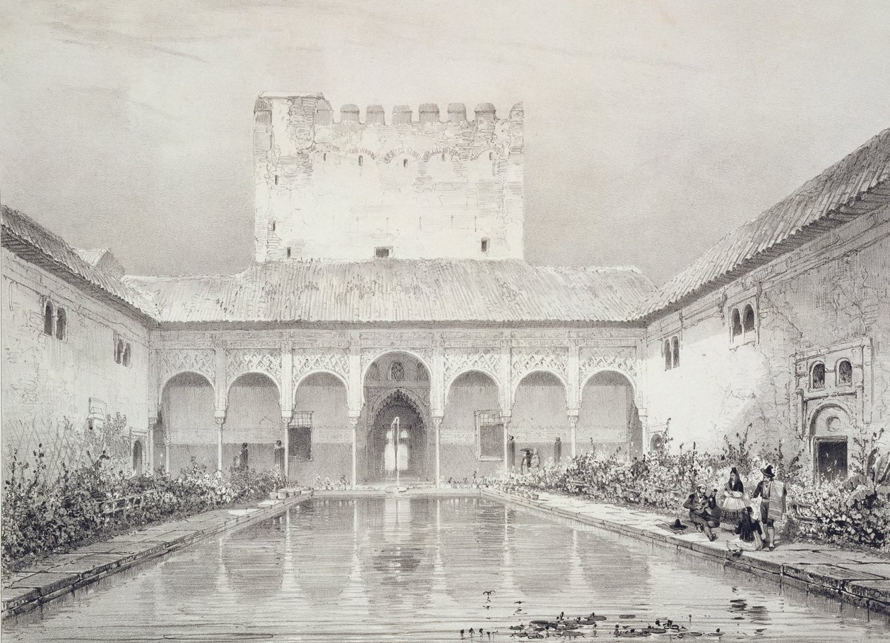 Pool und Brunnen im Innenhof der Alberca, Alhambra, Platte 21 aus 