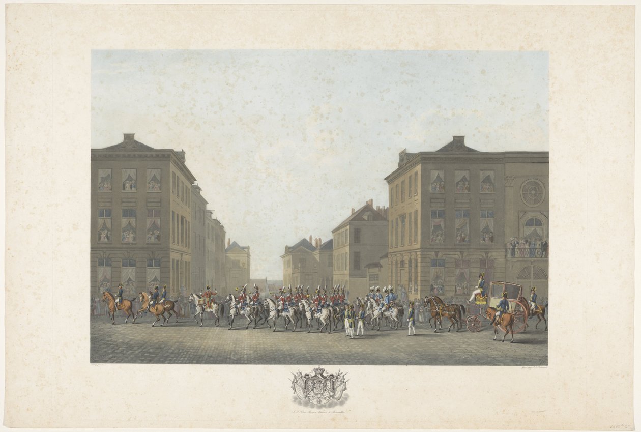 Musikkorps bei der Einweihung von Wilhelm I. in Brüssel am 21. September 1815 von Philibert Louis Debucourt
