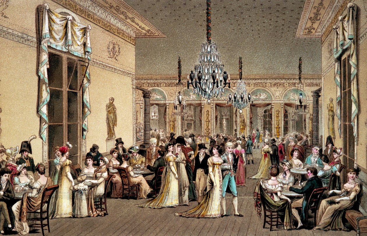 Der Große Salon des Café Frascati. Lithographie von Philibert-Louis (Philibert Louis) Debucourt (1755-1832) von Philibert Louis Debucourt