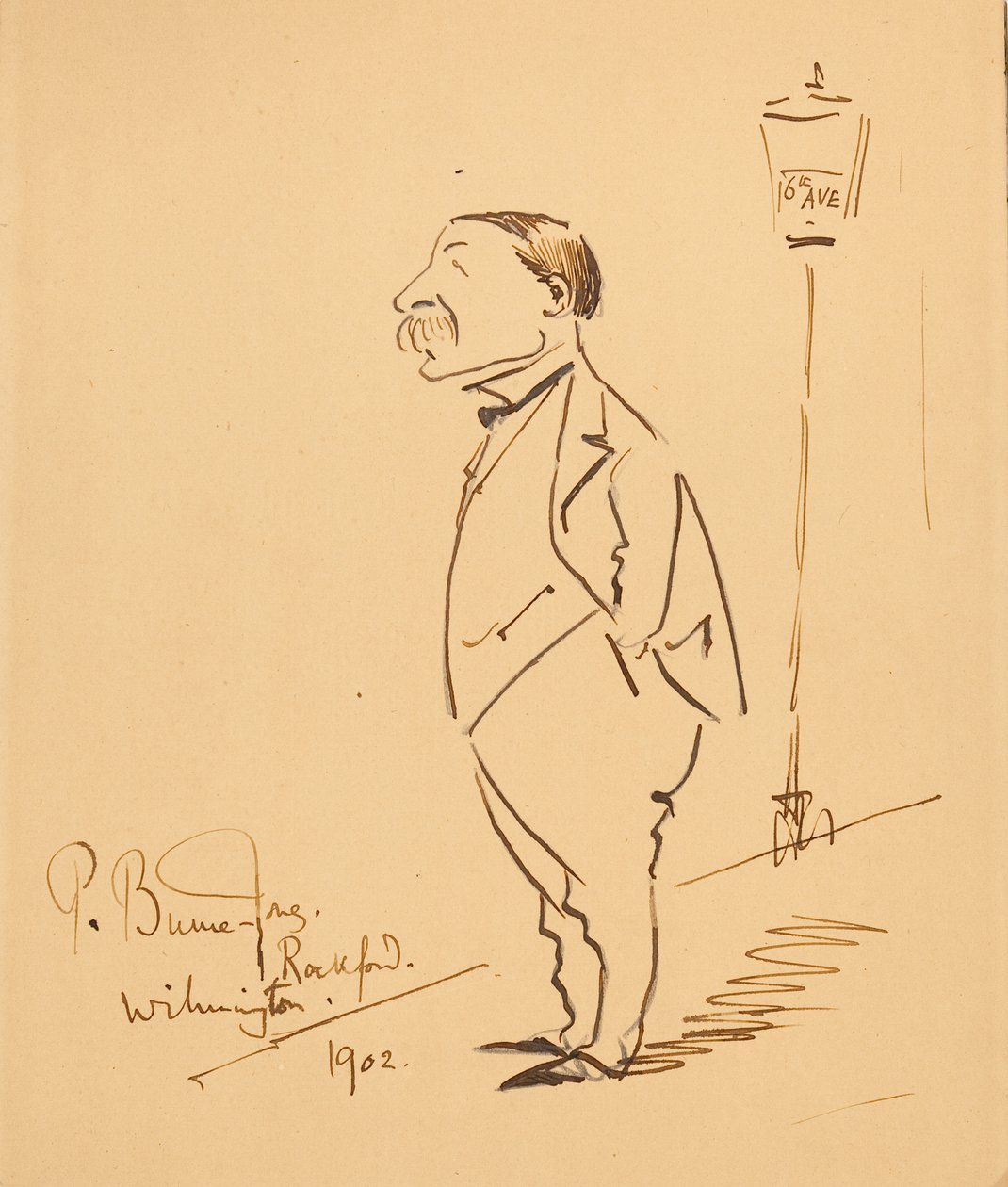 Karikatur von Samuel Bancroft von Philip Burne Jones