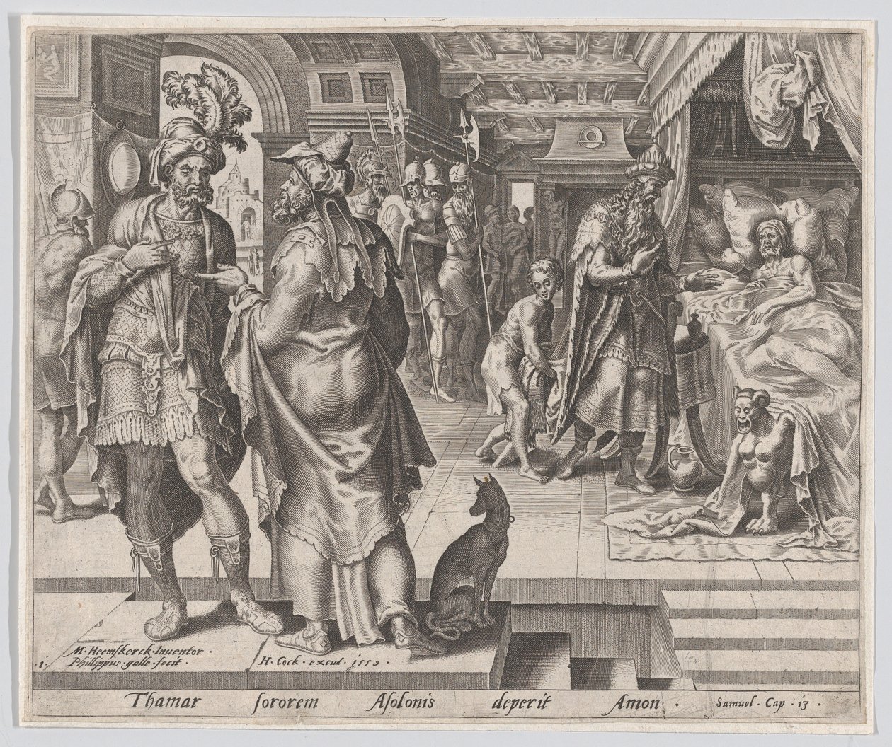 Jonadab berät Amnon, aus Die Geschichte von Tamar und Amnon, Platte 1, 1559 von Philip Galle