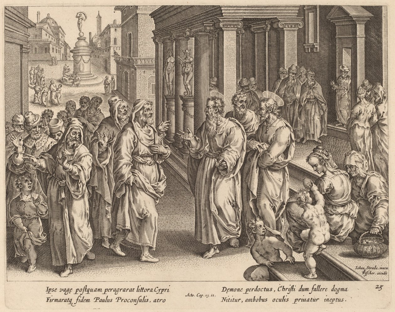 Der heilige Paulus streitet mit dem Zauberer von Philip Galle after Jan van der Straet