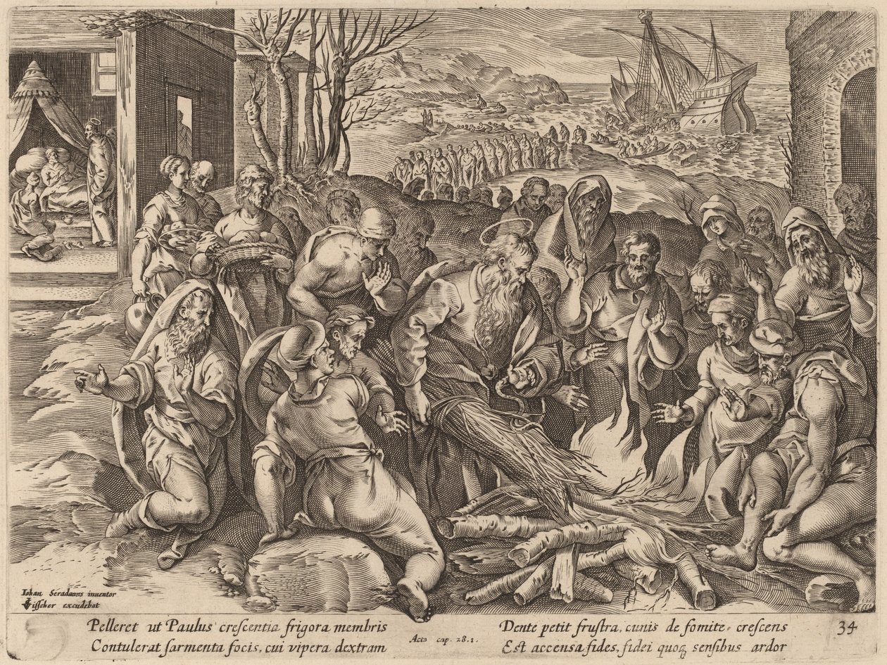 Der Schiffbruch des Heiligen Paulus auf der Insel Melita von Philip Galle after Jan van der Straet