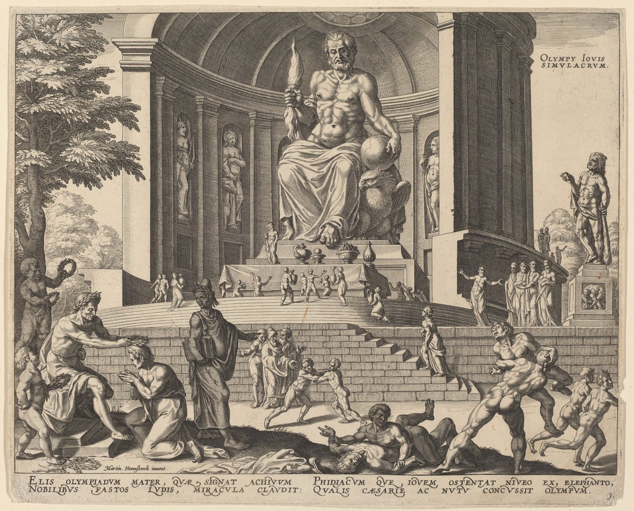 Olympy Iovis Simulacrum (Die Statue des Jupiter in Olympia) von Philip Galle, after Maerten van Heemskerck