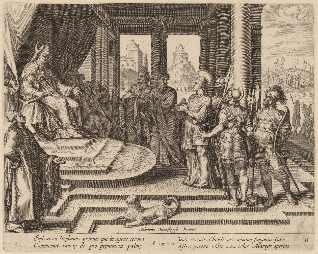 Der heilige Stephan vor dem Rat von Philip Galle after Maerten van Heemskerck