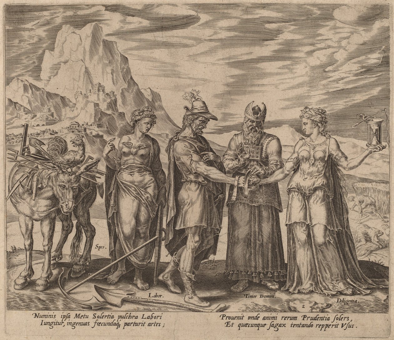 Die Hochzeit von Arbeit und Fleiß von Philip Galle after Maerten van Heemskerck