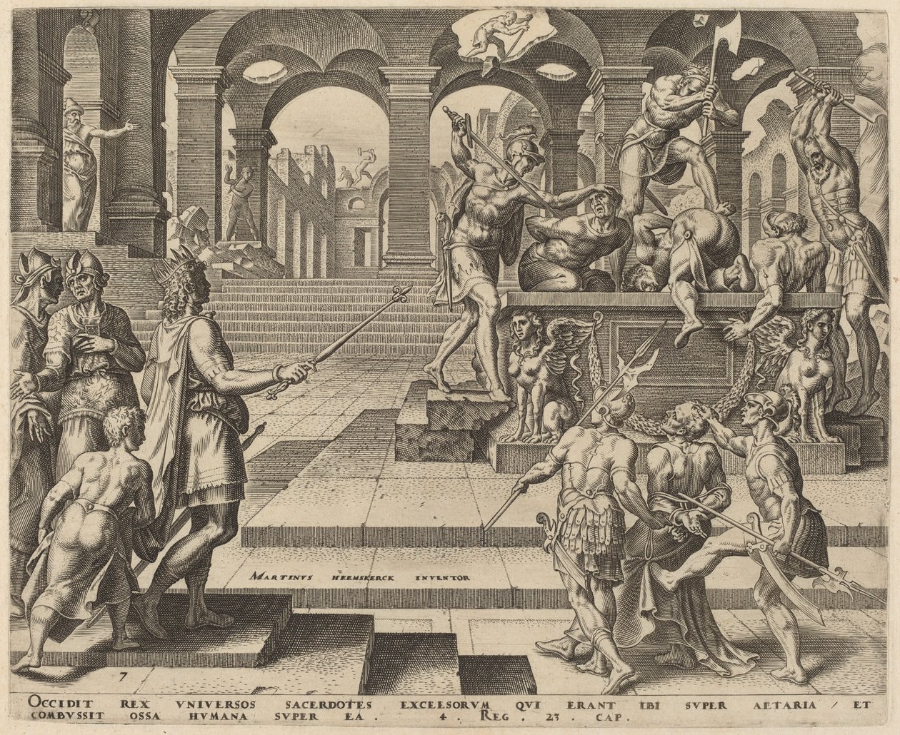 Das Massaker an den Priestern von Samaria von Philip Galle, after Maerten van Heemskerck