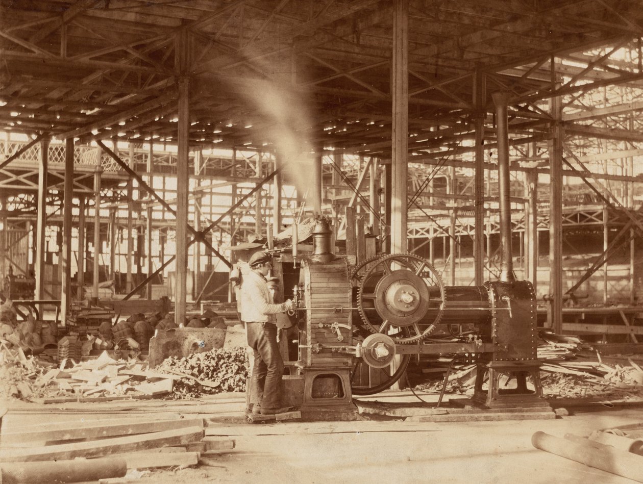 Dampfmaschine in der Nähe des Großen Querschiffs, Kristallpalast von Philip Henry Delamotte