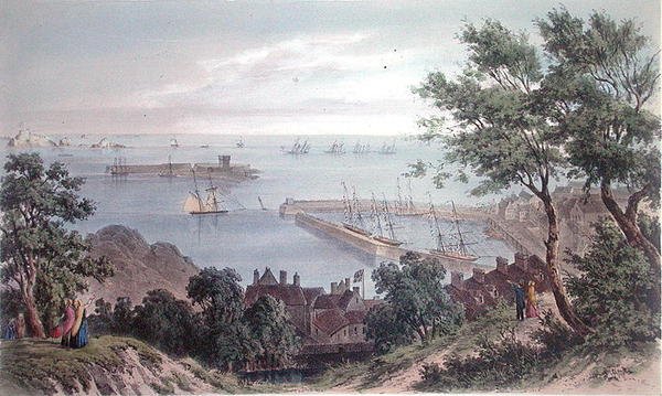 Die königliche Staffel vor Anker, 2. September 1846, aus dem Besuch von Königin Victoria in Jersey, graviert von H. Walter von Philip John (after) Ouless