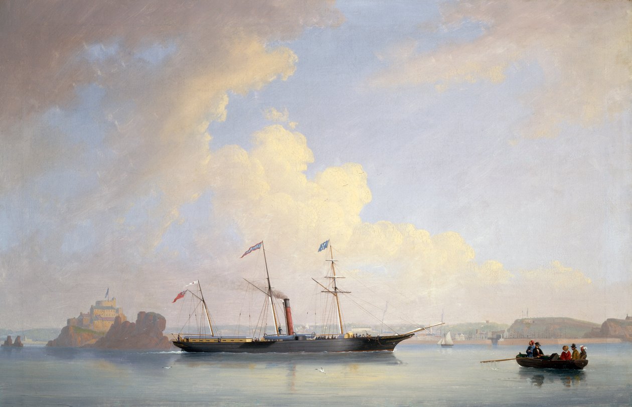 Der Schraubendampfer Lady Bird vor Elizabeth Castle, Jersey von Philip John (after) Ouless