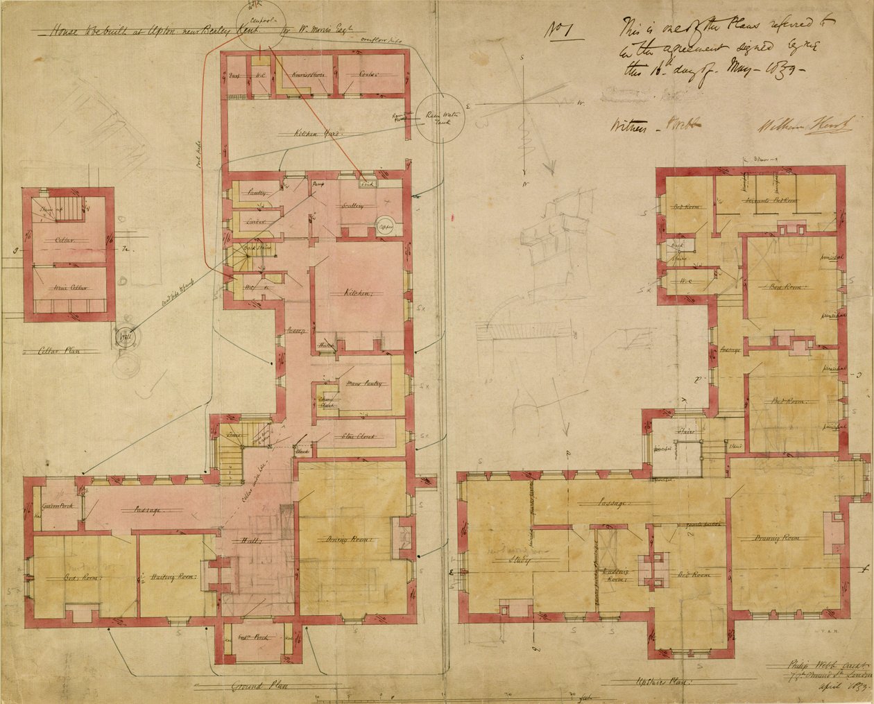 Pläne für das Rote Haus, Bexley Heath, 1859 von Philip Webb