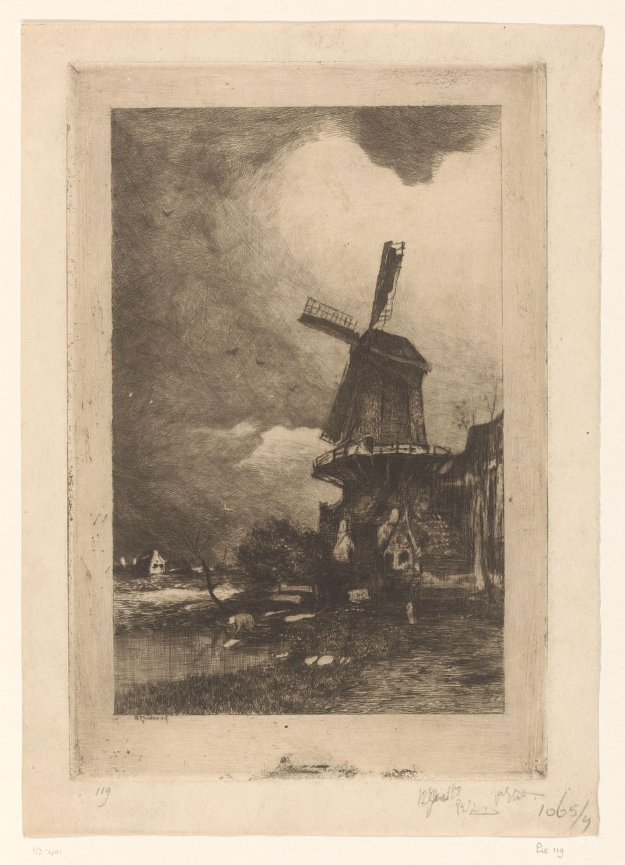 Mühle in einer Landschaft von Philip Zilcken (signed by artist)