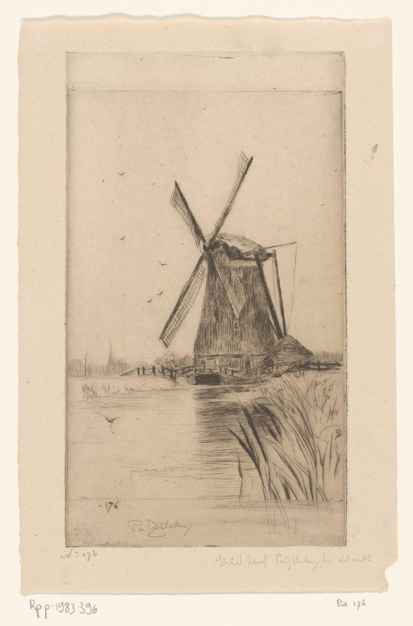 Mühle in der Landschaft von Philip Zilcken (signed by artist)