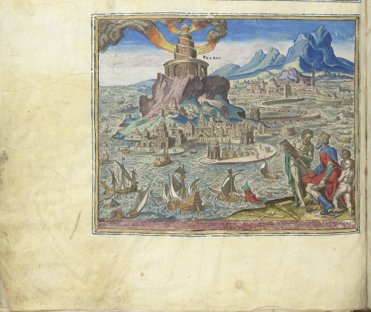 Der Leuchtturm von Alexandria aus der Serie Die achten Weltwunder, 1572 von Philipp Galle