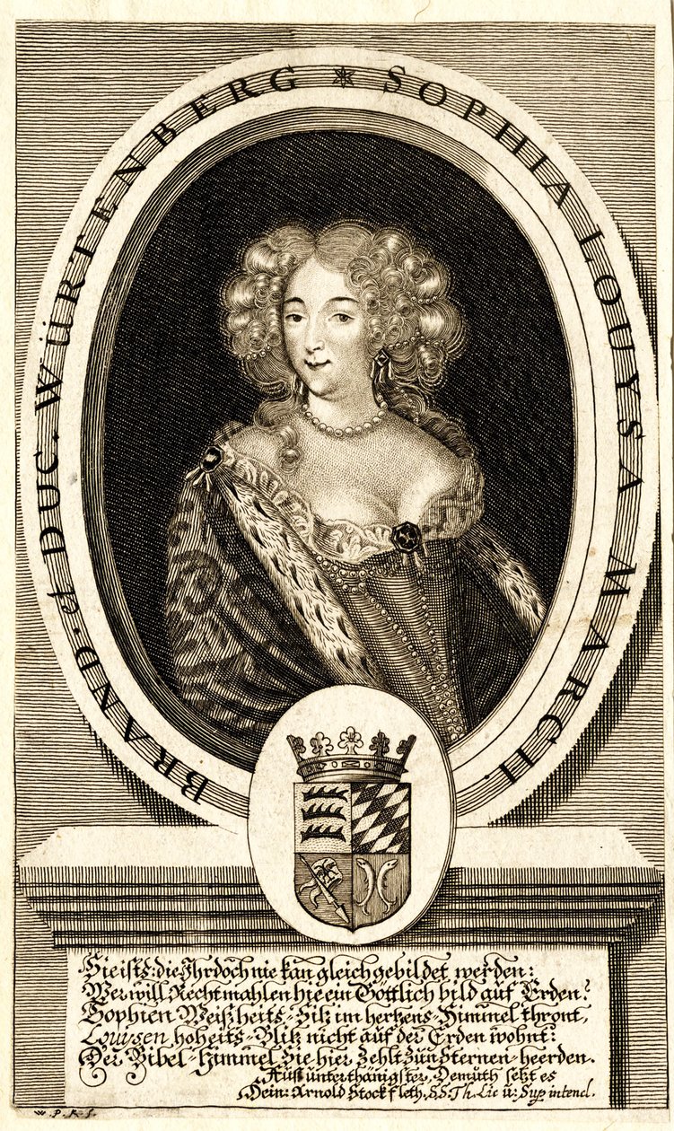 Porträt von Sophie Louise von Württemberg-Stuttgart 1642-1702, Markgräfin, ca. 1680 von Philipp Kilian