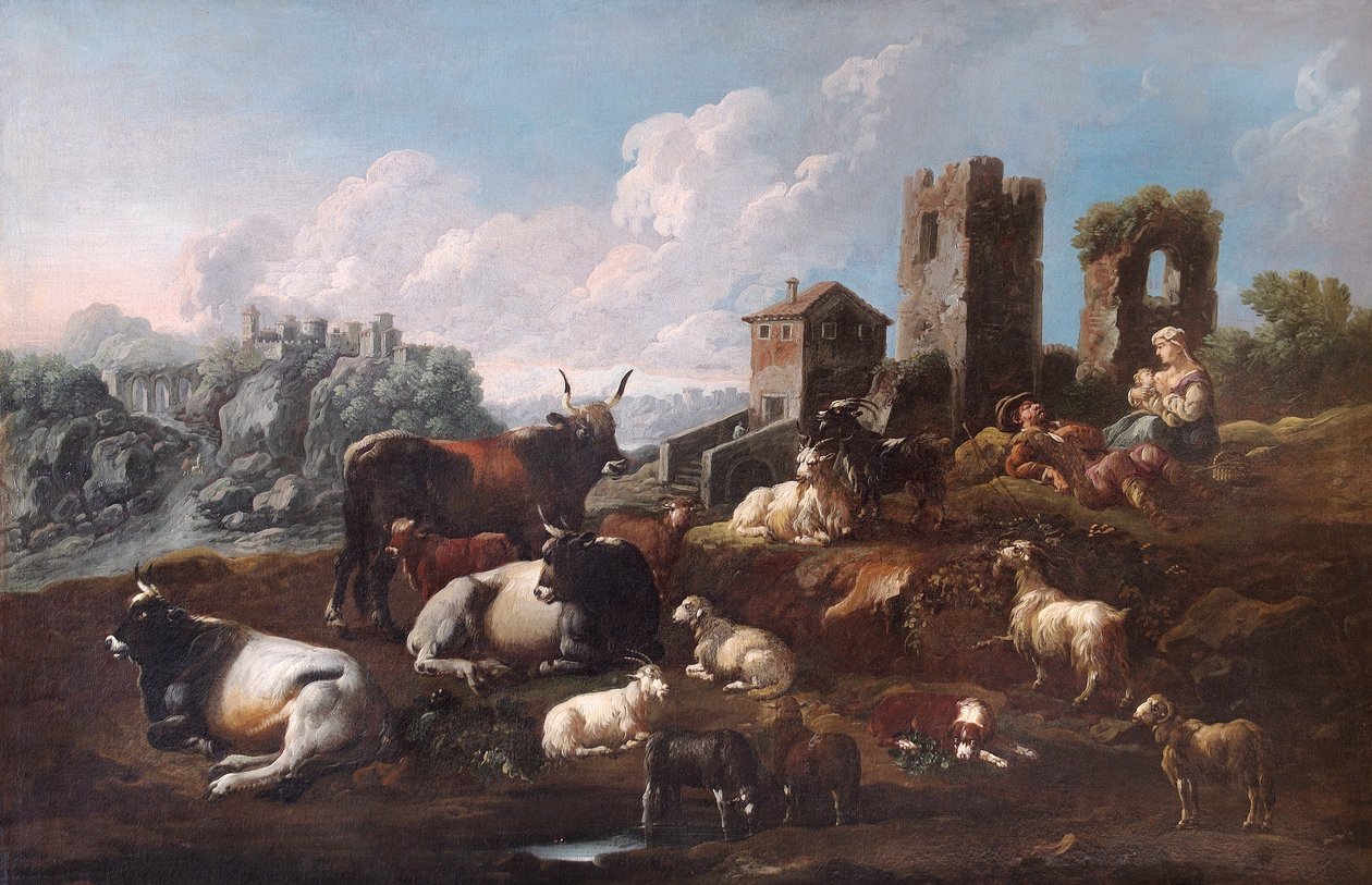 Schäfer und Vieh von Philipp Peter called Rosa da Tivoli Roos