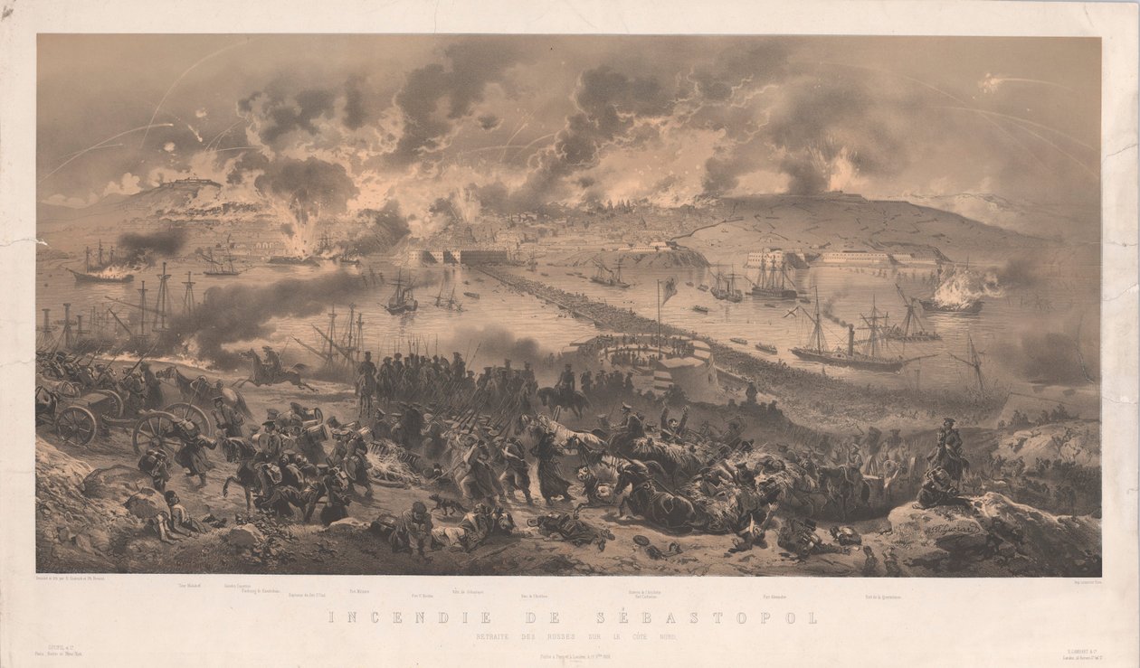 Brand von Sewastopol. Rückzug der Russen an die Nordküste, 1855 von Philippe Benoist
