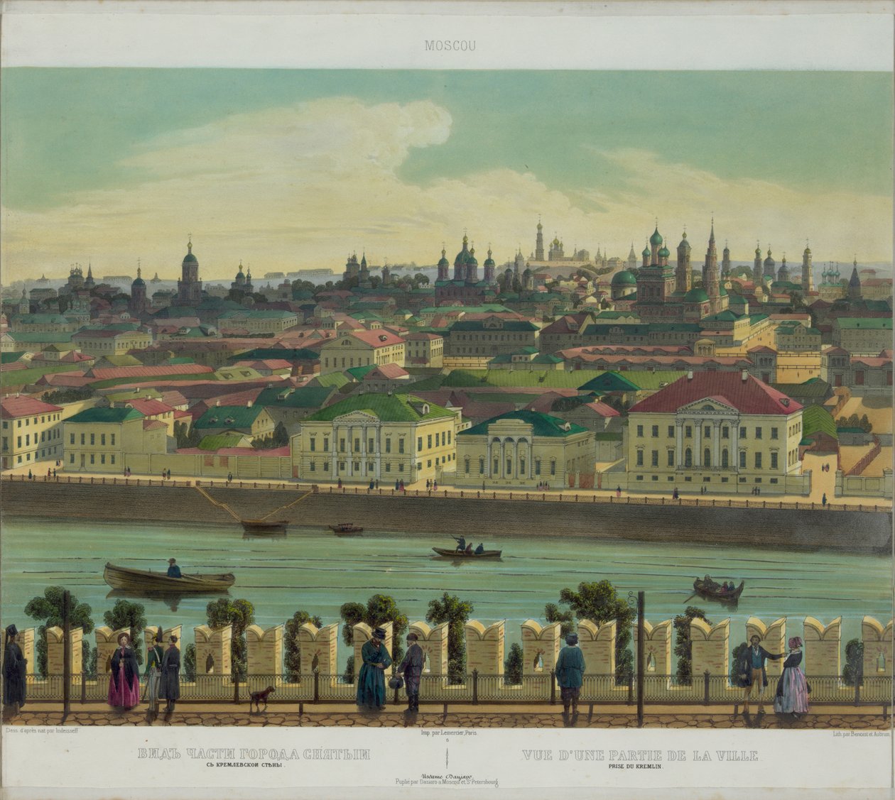 Blick auf Zamoskvorechye von der Kremlmauer aus einer Panoramasicht von Moskau in 10 Teilen, ca. 1848 von Philippe Benoist