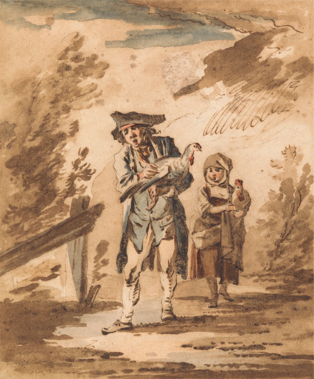 Bauern mit Geflügel kehren vom Markt zurück von Philippe Jacques de Loutherbourg