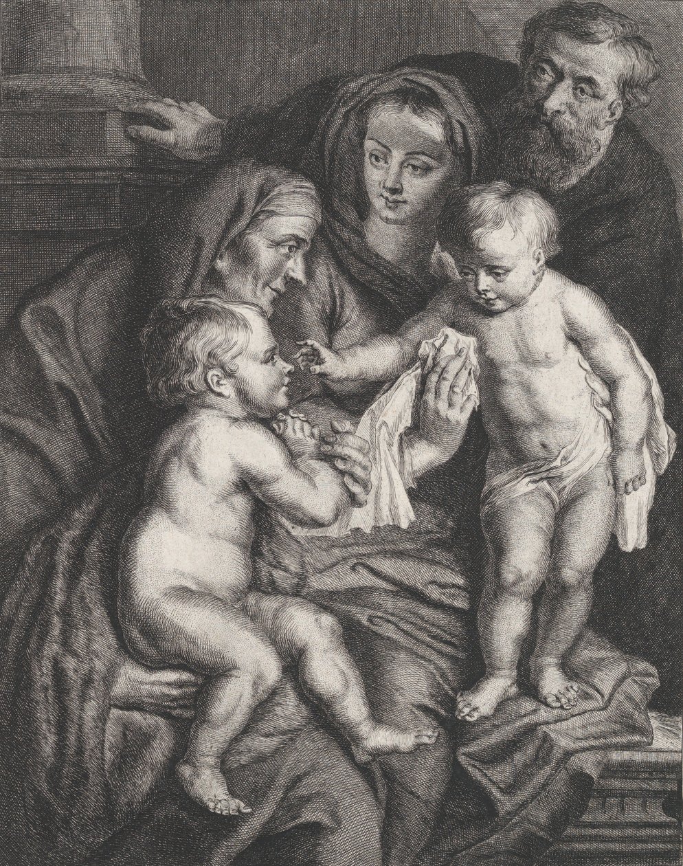 Die Heilige Familie mit der Heiligen Elisabeth und dem kleinen Heiligen Johannes dem Täufer, ca. 1615-75 von Philippe Joseph Tassaert