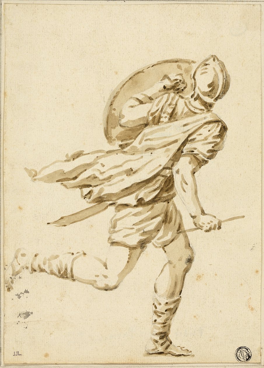 Römischer Krieger im Lauf, von hinten gesehen von Philippe Louis Parizeau