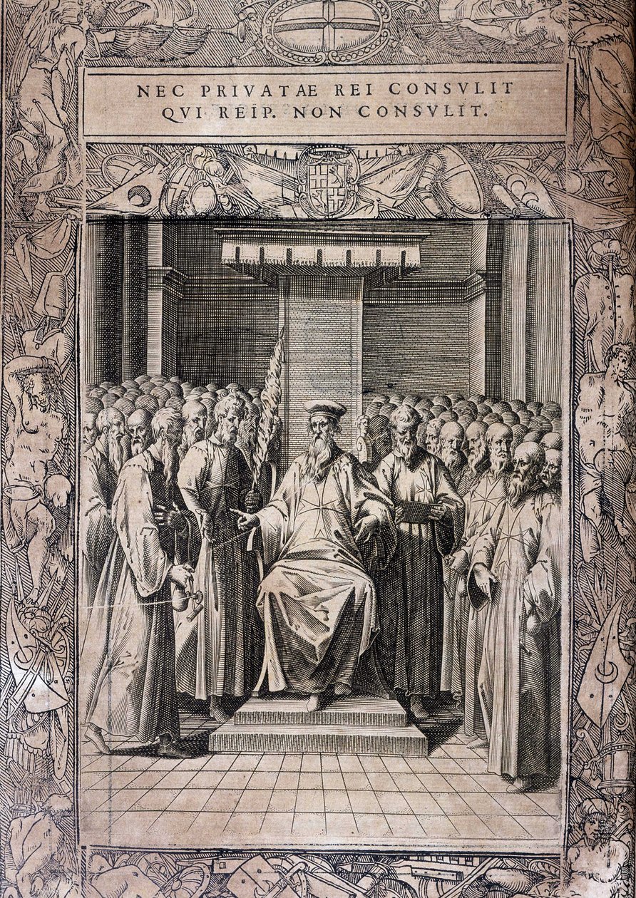 Tafel der Statuten des Malteserordens „Statuta Hospitalis Hervsalem“ (Ritterrat), von Philippe Thomassin, späte 16. Jahrhundert von Philippe Thomassin
