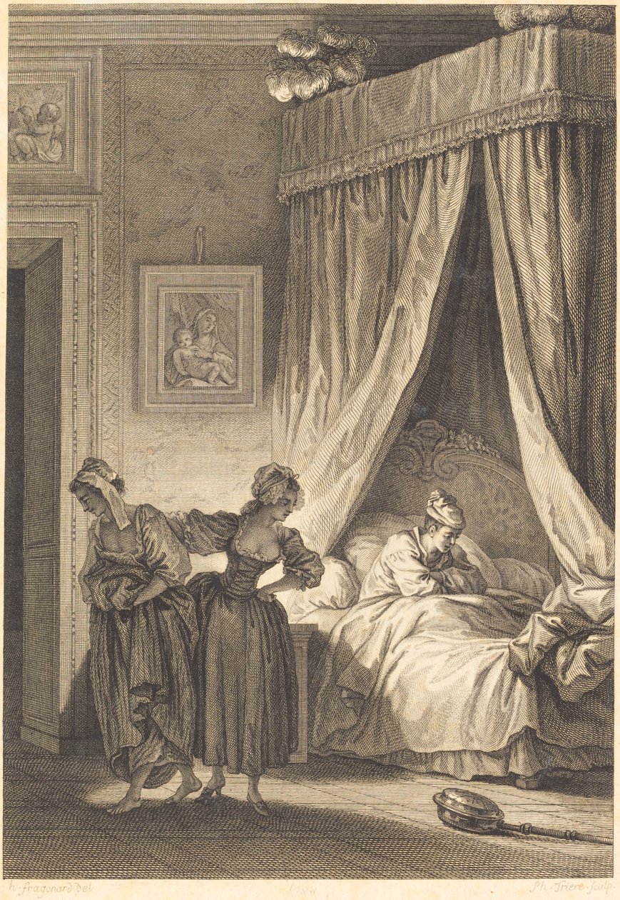 Die Wette der drei Klatschbasen: Die Dienerin von Philippe Triere and Antoine Jean Duclos after Jean Honoré Fragonard