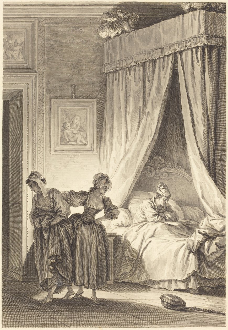 Die Wette der drei Klatschbasen: Die Dienerin von Philippe Triere and Antoine Jean Duclos after Jean Honoré Fragonard